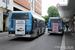 Bolloré Bluebus 12 n°0583 (ER-044-WS) et n°0589 (ER-964-WR) sur la ligne 20 (RATP) à Porte des Lilas (Paris)