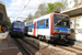 CIMT-TCF-TCO Z 5600 Z 2N n°20 C (motrices 5639/5640 - SNCF) et Alstom Z 20900 Z 2N n°205A (motrices 20909/20910 - SNCF) sur la ligne C (RER) à Issy-les-Moulineaux